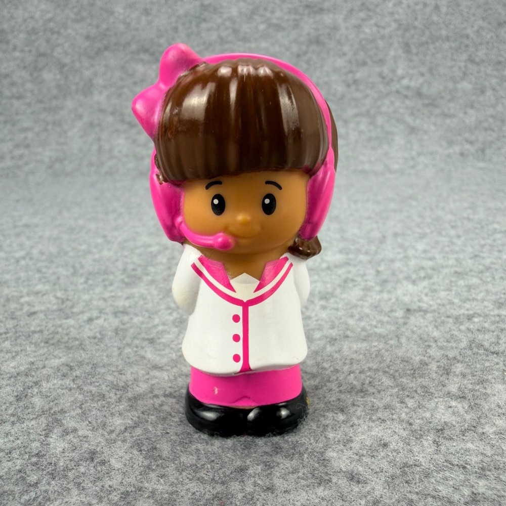 Fisher Price Little People Mia Hispanic Girl Pink Bow Headset Headphones Mattel